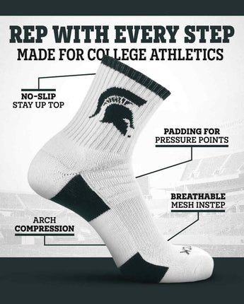 TCK socks TCK Michigan State Spartans Quarter Socks - Made in USA