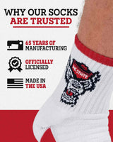 TCK socks TCK NC State Wolfpack Quarter Socks - Made in USA