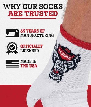 TCK socks TCK NC State Wolfpack Quarter Socks - Made in USA