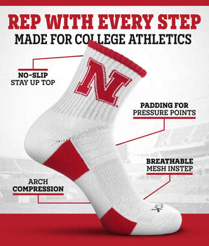 TCK socks TCK Nebraska Cornhuskers Quarter Socks - Made in USA