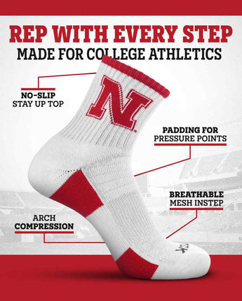 TCK socks TCK Nebraska Cornhuskers Quarter Socks - Made in USA