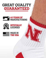 TCK socks TCK Nebraska Cornhuskers Quarter Socks - Made in USA