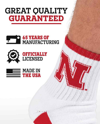 TCK socks TCK Nebraska Cornhuskers Quarter Socks - Made in USA