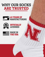 TCK socks TCK Nebraska Cornhuskers Quarter Socks - Made in USA