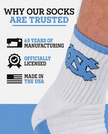 TCK socks TCK North Carolina Tar Heels Quarter Socks - Made in USA