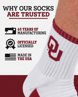 TCK socks TCK Oklahoma Sooners Quarter Socks - Made in USA
