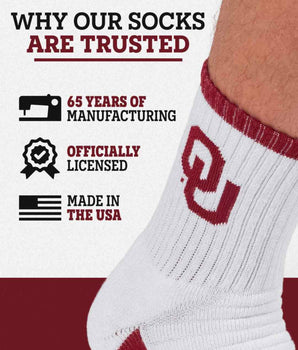 TCK socks TCK Oklahoma Sooners Quarter Socks - Made in USA