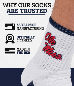 TCK socks TCK Ole Miss Rebels Quarter Socks - Made in USA