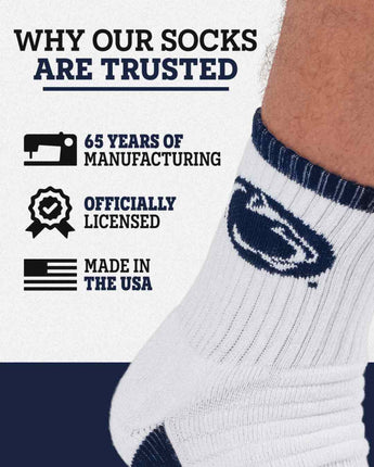 TCK socks TCK Penn State Nittany Lions Quarter Socks - Made in USA