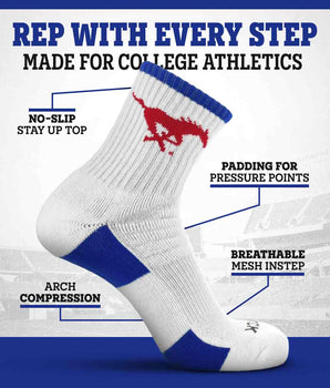 TCK socks TCK SMU Mustangs Quarter Socks - Made in USA