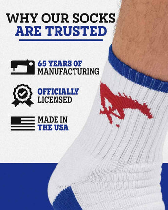 TCK socks TCK SMU Mustangs Quarter Socks - Made in USA