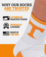 TCK socks TCK Tennessee Volunteers Quarter Socks - Made in USA