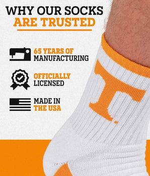 TCK socks TCK Tennessee Volunteers Quarter Socks - Made in USA