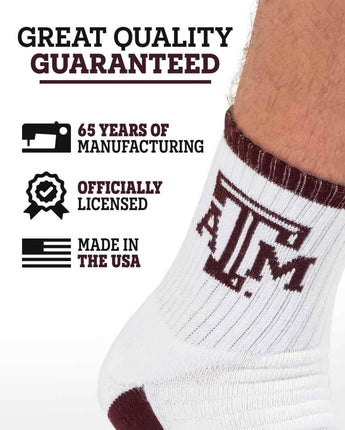TCK socks TCK Texas A&M Aggies Quarter Socks - Made in USA