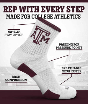 TCK socks TCK Texas A&M Aggies Quarter Socks - Made in USA
