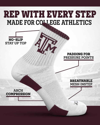 TCK socks TCK Texas A&M Aggies Quarter Socks - Made in USA