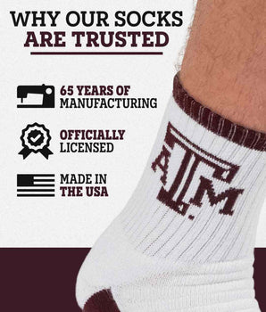 TCK socks TCK Texas A&M Aggies Quarter Socks - Made in USA