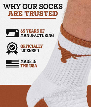 TCK socks TCK Texas Longhorns Quarter Socks - Made in USA