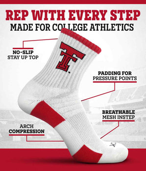 TCK socks TCK Texas Tech Red Raiders Quarter Socks - Made in USA