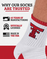TCK socks TCK Texas Tech Red Raiders Quarter Socks - Made in USA