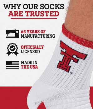TCK socks TCK Texas Tech Red Raiders Quarter Socks - Made in USA