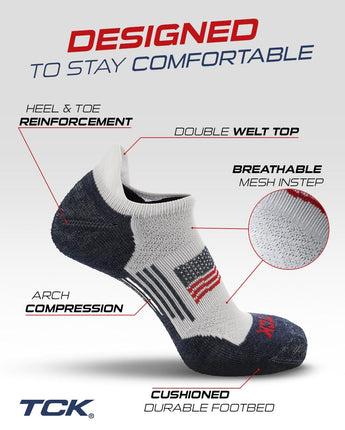 TCK socks TCK Tour USA Golf Socks Men's and Women's No Show Tab