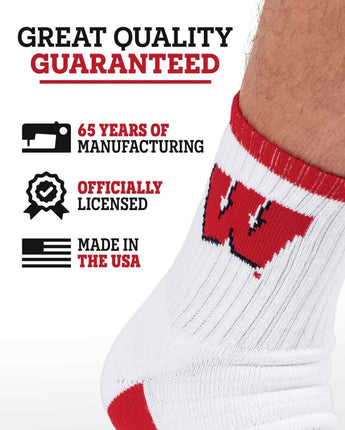TCK socks TCK Wisconsin Badgers Quarter Socks - Made in USA