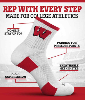 TCK socks TCK Wisconsin Badgers Quarter Socks - Made in USA