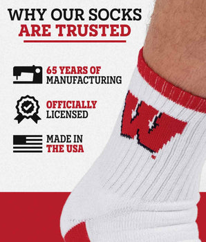 TCK socks TCK Wisconsin Badgers Quarter Socks - Made in USA