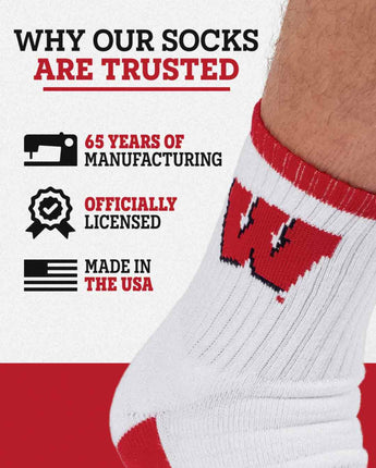 TCK socks TCK Wisconsin Badgers Quarter Socks - Made in USA