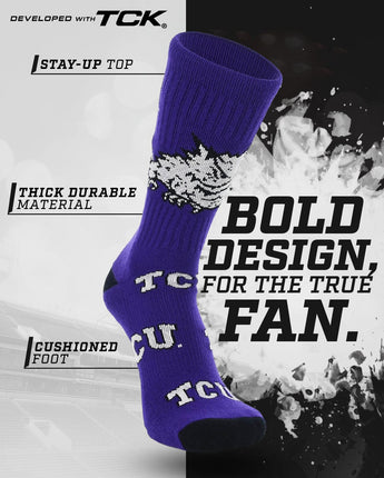 TCU Horned Frogs Mayhem Crew Socks (Made in USA)