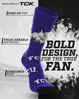 TCK socks TCU Horned Frogs Mayhem Crew Socks (Made in USA)