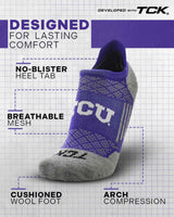 TCK socks TCU Horned Frogs Tour No Show Tab Socks - Made in USA