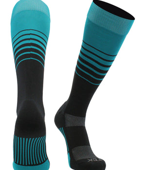 TCK socks Teal/Black / Small TCK Elite Breaker Striped Athletic Socks | Over-the-Calf Soccer & Baseball