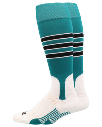 TCK socks Teal/White/Black / Small TCK Baseball Stirrup Socks with Stripes Pattern D