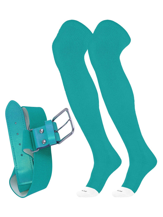 TCK socks Teal / X-Large Pro Plus Performance Prosport Over the Knee Socks Belt Combo