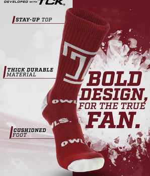 TCK socks Temple Owls Mayhem Crew Socks (Made in USA)