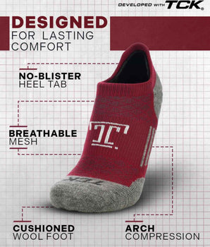 TCK socks Temple Owls Tour No Show Tab Socks - Made in USA