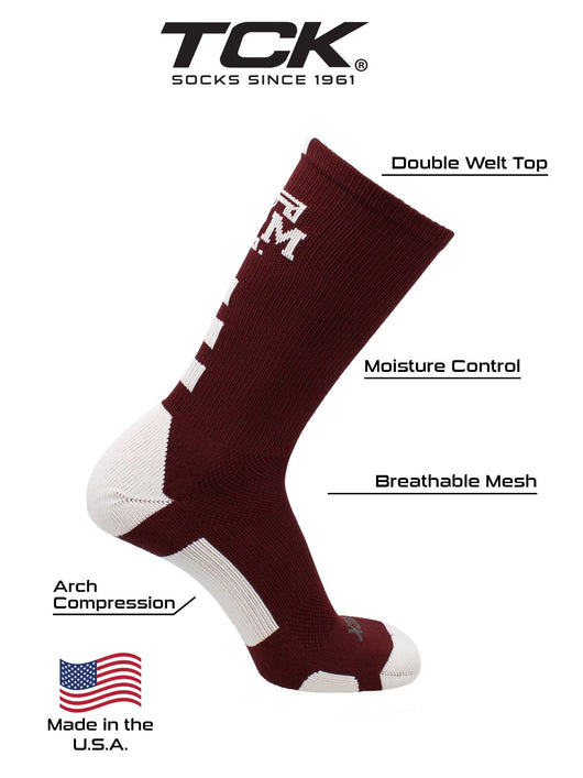 TCK socks Texas A&amp;M Aggies Socks Baseline Crew