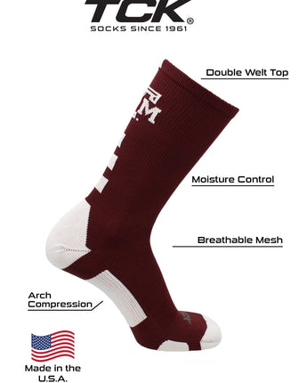 TCK socks Texas A&M Aggies Baseline Crew USA Made