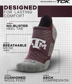 TCK socks Texas A&M Aggies Tour No Show Tab Socks - Made in USA