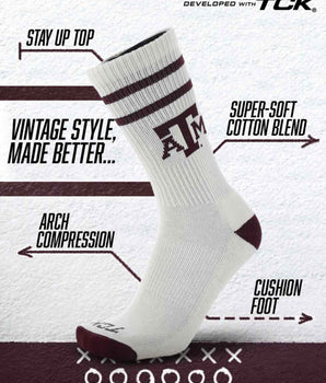 TCK socks Texas A&M Aggies | Vintage | NCAA Mens and Womens Soft Cotton Sock