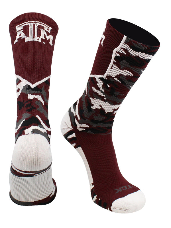 TCK socks Texas A&M Aggies Woodland Camo Crew Socks