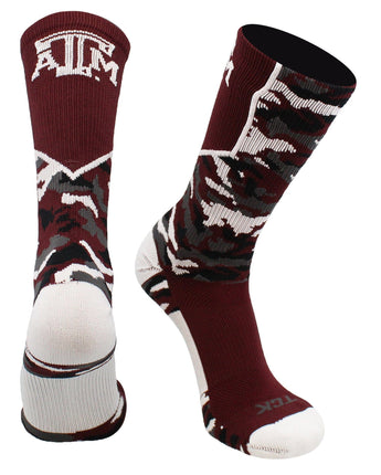 TCK socks Texas A&M Aggies Woodland Camo Crew Socks