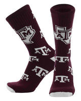 TCK socks Texas A&M Maroon/Grey/White / Large Texas A&M Aggies Mayhem Crew Socks (Made in USA)