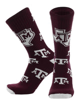 TCK socks Texas A&M Maroon/Grey/White / Large Texas A&M Aggies Mayhem Crew Socks (Made in USA)