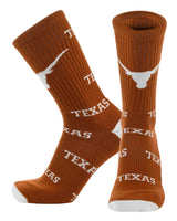 TCK socks Texas Burnt Orange/White / Large Texas Longhorns Mayhem Crew Socks (Made in USA)