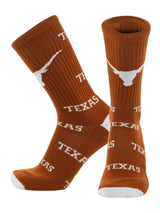 TCK socks Texas Burnt Orange/White / Large Texas Longhorns Mayhem Crew Socks (Made in USA)