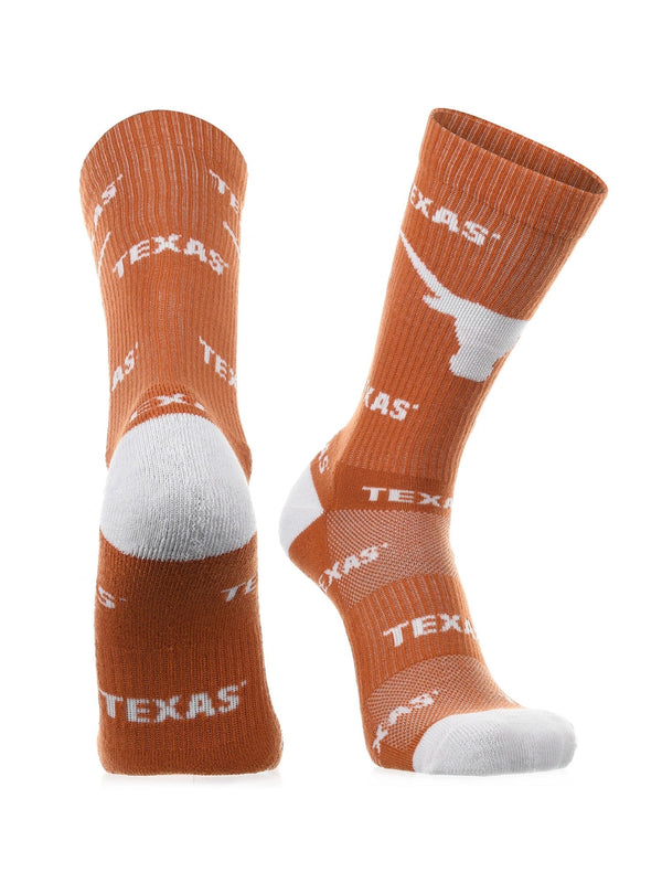 TCK socks Texas Burnt Orange/White / Large Texas Longhorns Socks Crew Length Sock Mayhem