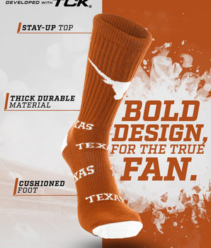Texas Longhorns Mayhem Crew Socks (Made in USA)